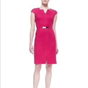 DAVID MEISTER cap sleeve belted sheath in pink